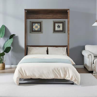 Full Size Murphy Wall Bed Cabinet Space-Saving Bed for Guest Room
