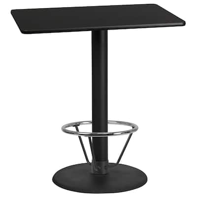 30'' x 42'' Rectangular Table Top with 24'' Round Bar Height Table Base