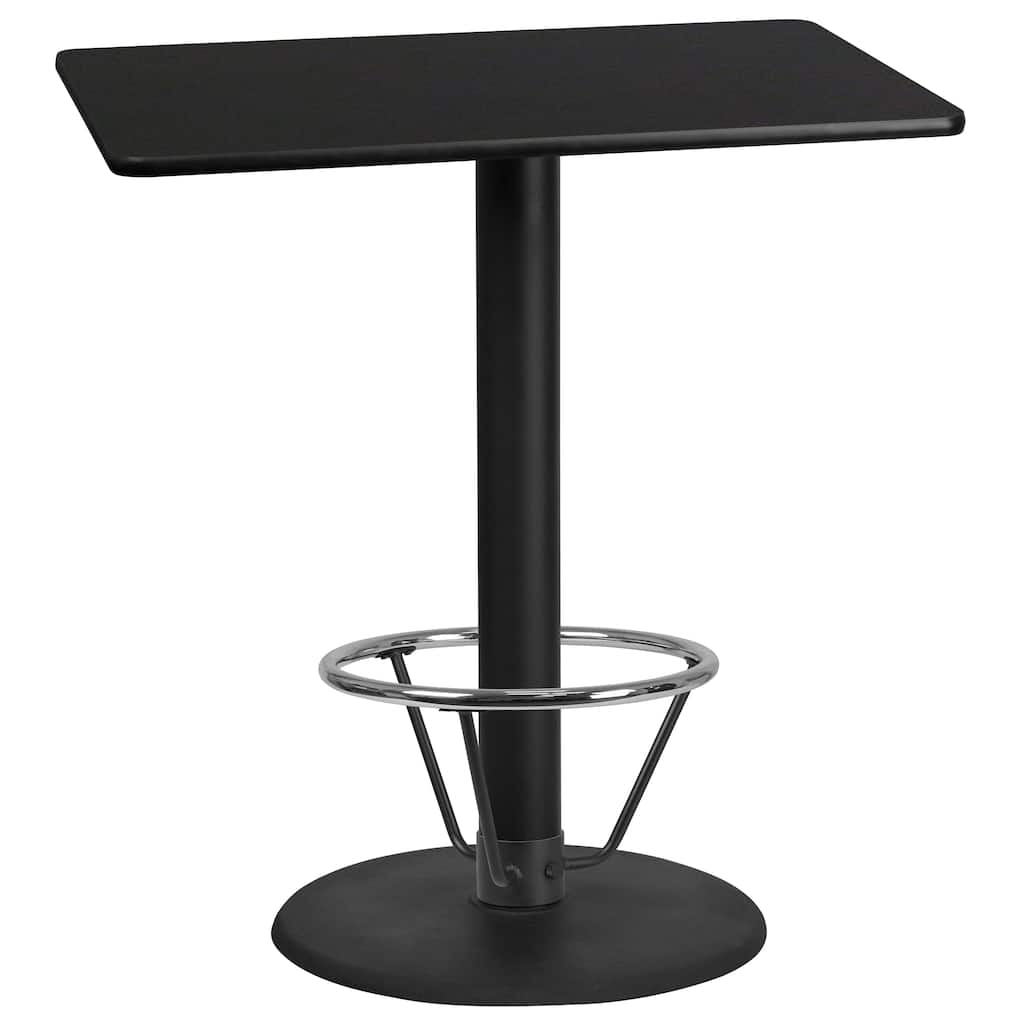 30'' x 42'' Rectangular Table Top with 24'' Round Bar Height Table Base