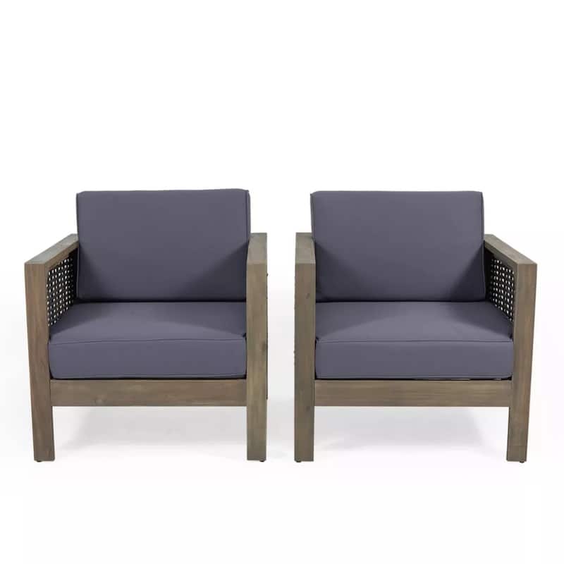 Set of 2, Outdoor Acacia Wood Club Chair
