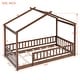 preview thumbnail 44 of 71, Kids Bed Frame, House Shape Floor Platform Bed Frame, Twin/Full Size Wood Bed with Fence for Child/Teens/Girls/Boys