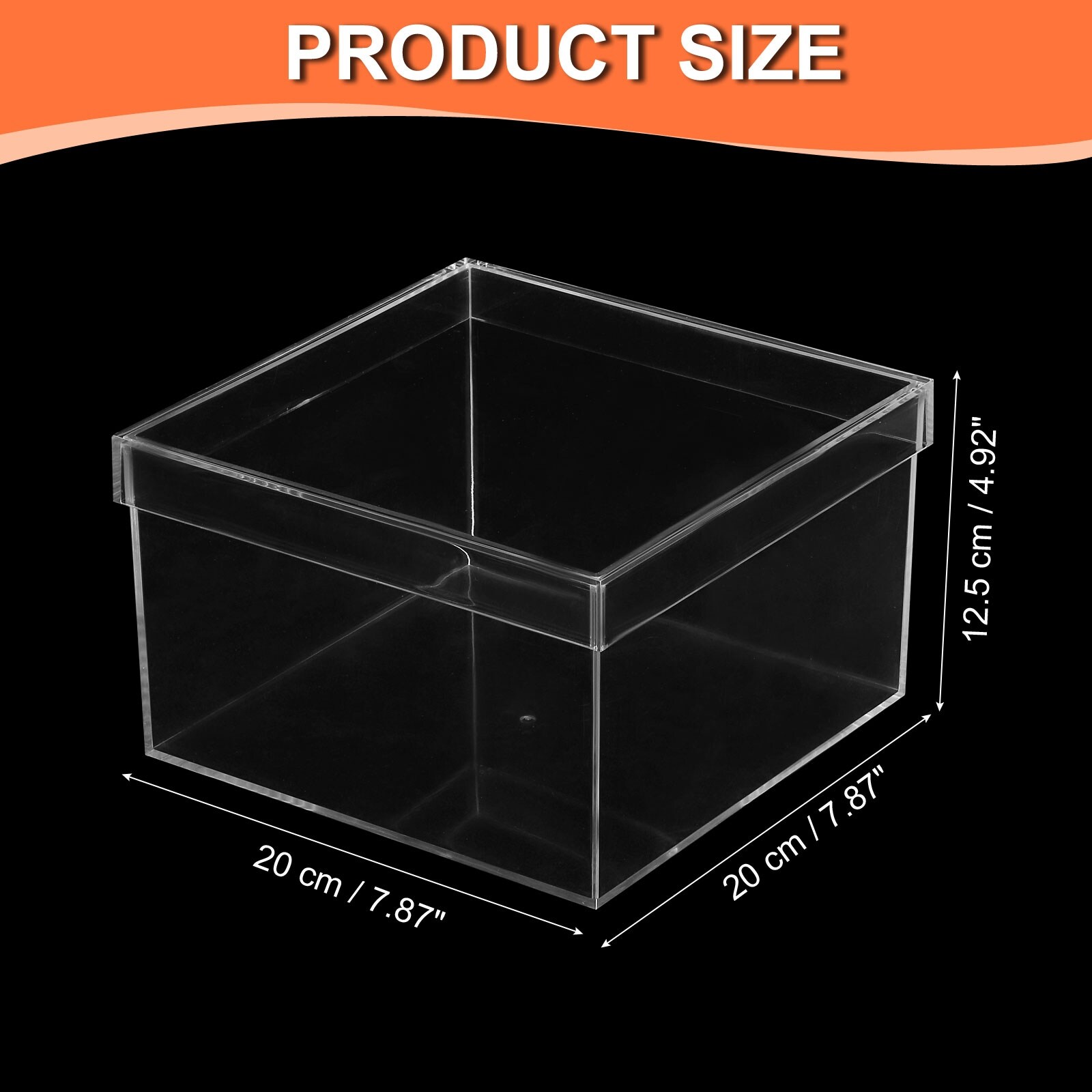 Acrylic Box with Lid, Clear Acrylic Display Boxes Plastic Square Cube Containers Storage Organizer