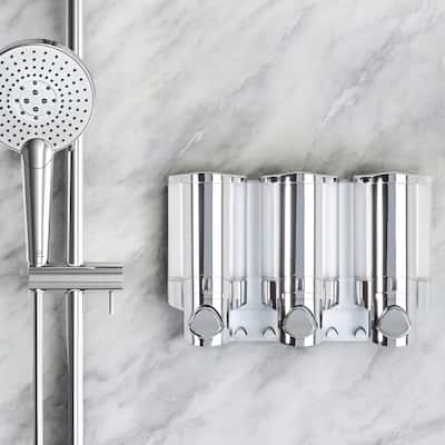 HomeRoots Silver Heavy Duty Plastic Three Chamber Wall Mount Soap Dispenser - 11.25' X '7' X '3.25