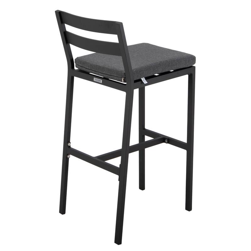 Patio Bar Stool in Powder-Coated Aluminum Frame with Removable Cushion Set of 2