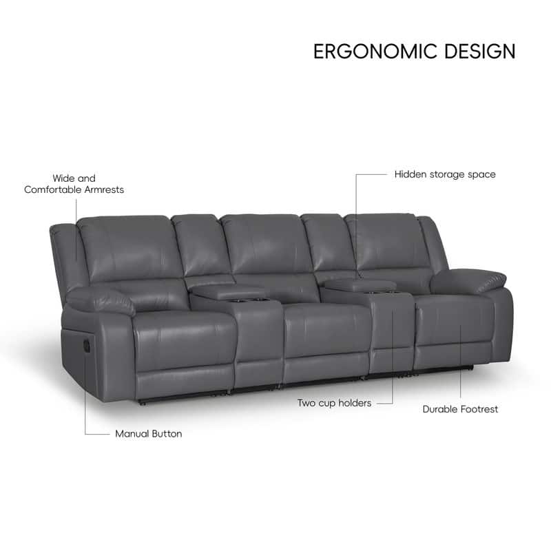 109" W Modern Contemporary Faux Leather 7 Piece Sectional Recliners