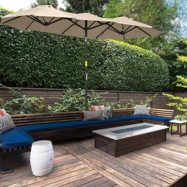 2-Sided Patio Umbrella Large Outdoor Umbrella with Push-Button Tilt Crank 3 Vents and 12 Ribs for Garden Deck Pool - Bed Bath & Beyond - 42921061 2-Sided Patio Umbrella Large Outdoor Umbrella with Push-Button Tilt Crank 3 Vents and 12 Ribs for Garden Deck Pool - Bed Bath & Beyond - 42921061