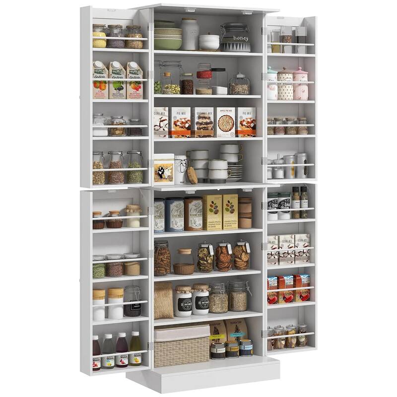 65" Kitchen Cabinet, Pantry Cabinet with 4 Doors and 16 Door Shelves