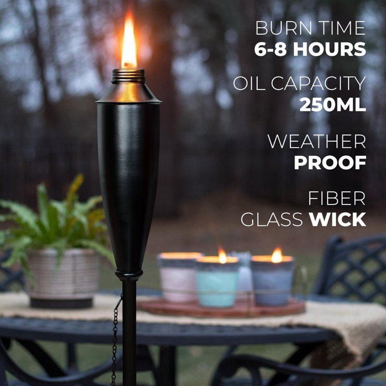 6 Gartenfackeln Aus Metall – Höhenverstellbar, Mit Citronella-Öl, Für Terrasse & Gartenpartys