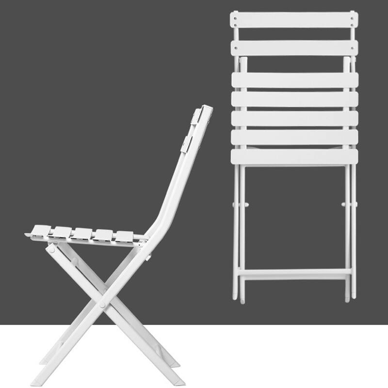 3-Piece Metal Indoor Outdoor Bistro Set, Patio Foldable Round Table and Chairs Set