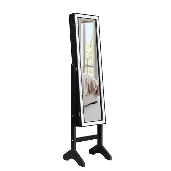 Shop Costway Black Mirrored Jewelry Cabinet Armoire New