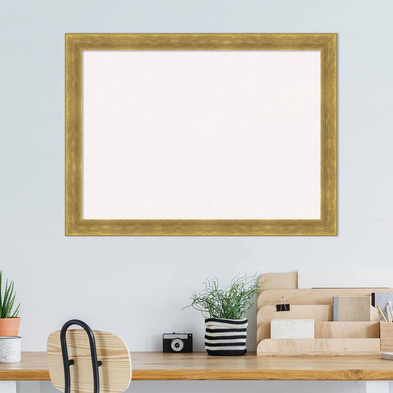 Angled Gold Wood Framed White Corkboard Bulletin Board, Organization Board, Pin Board