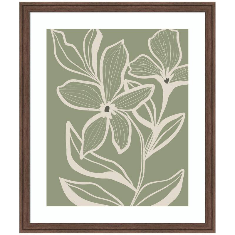 Kate and Laurel Delicate Flowers with Veins by Nikita Jariwala Framed Wall Art Print - 22 x 26 - Brown