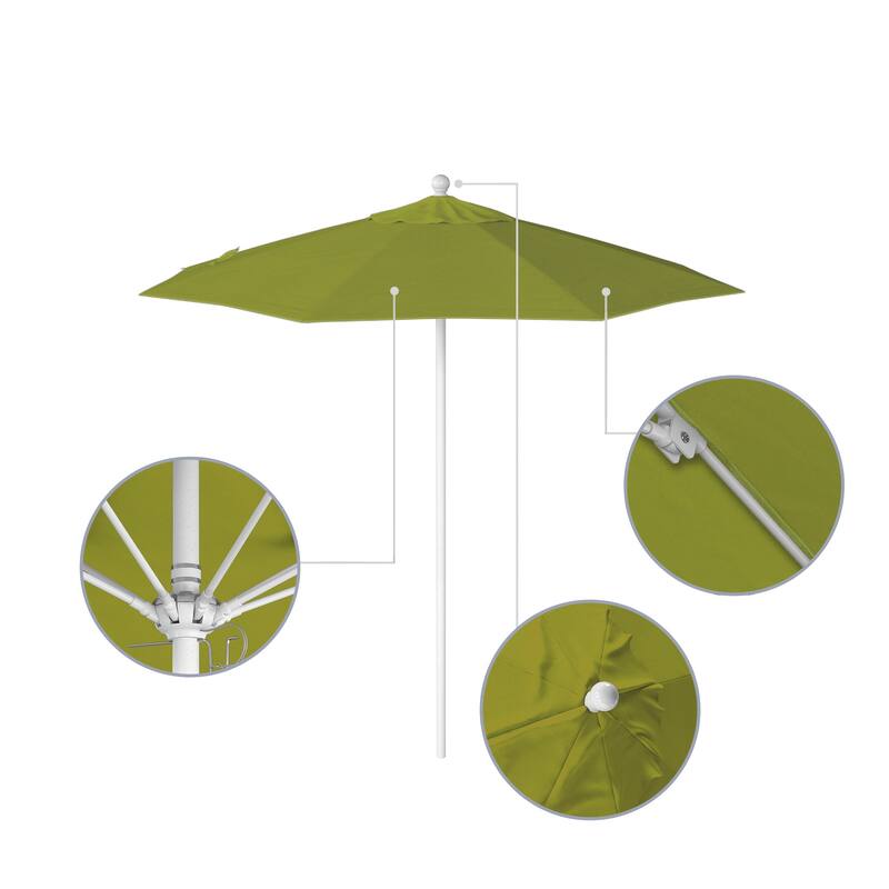California Umbrella 7.5' Venture Series Patio Umbrella, White Aluminum Pole Fiberglass Ribs Push Lift, Pacifica Pacific Blue