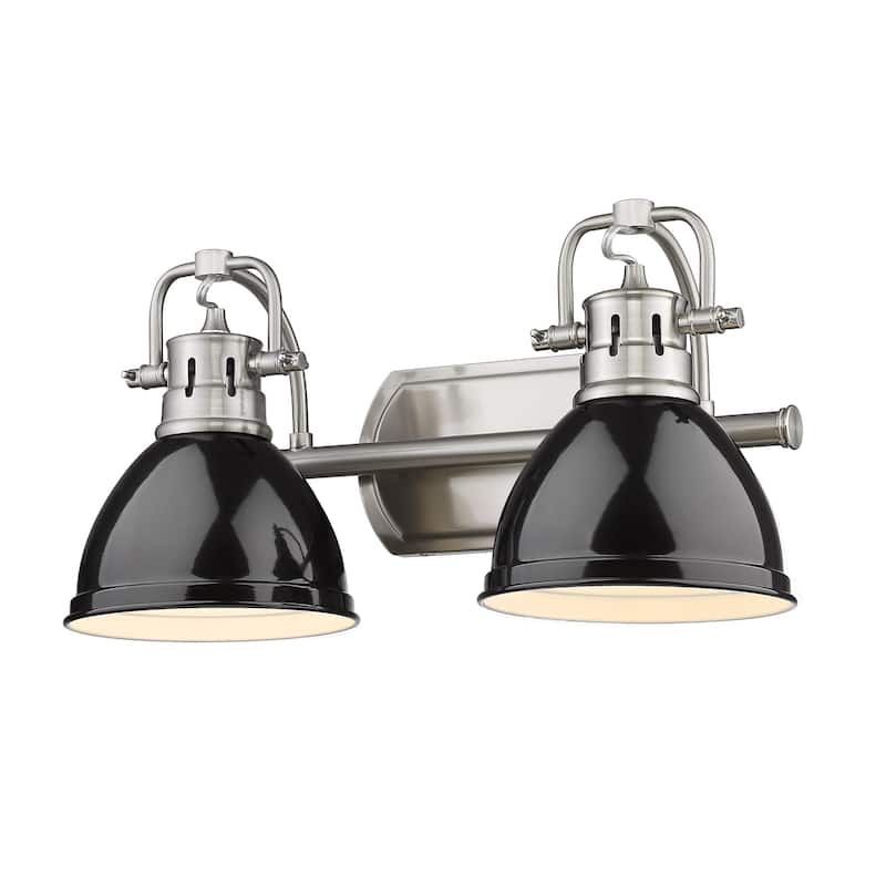 Duncan 2-Light Bath Vanity - Pewter with Black Shades