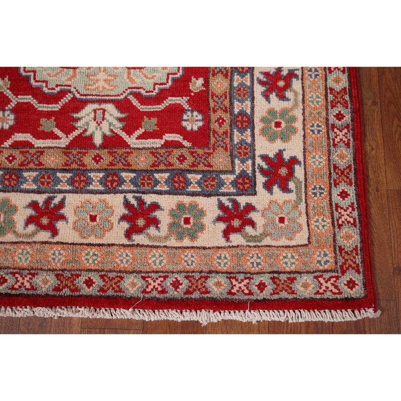 Kazak Foyer Rug Handmade Traditional Red Wool Carpet - 2'8" x 4'2"