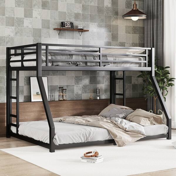 slide 2 of 9, Metal Full XL over Queen Bunk Bed