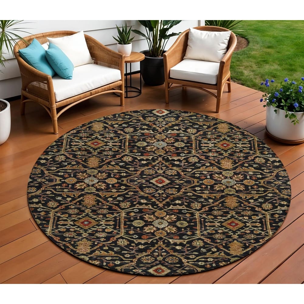 HomeRoots Floral Transitional Rectangle Outdoor Rug