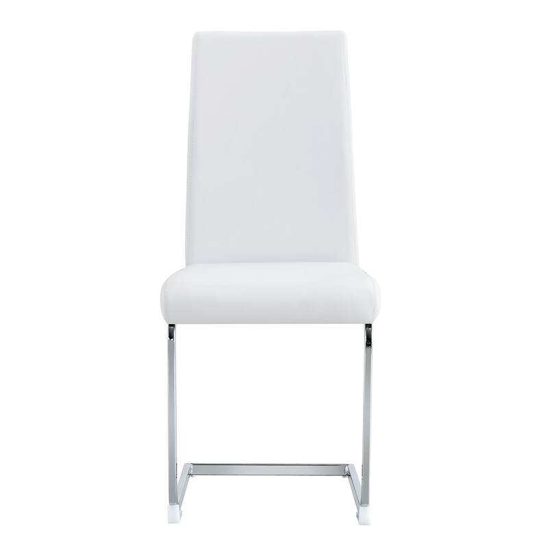 Set of 4 Modern PU Leather Upholstered Dining Chair,with High Back and Chrome Metal Base