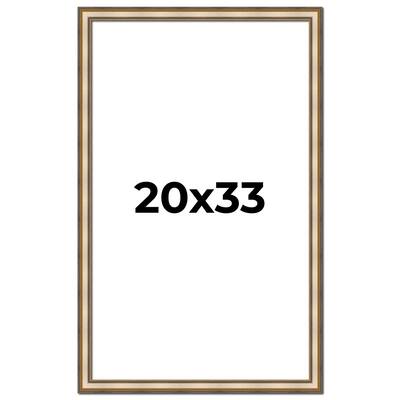 20x33 Frame Gold Solid Wood Shadow Box Width 1.5 Inches | Interior Frame Depth 2 3/8 Inches