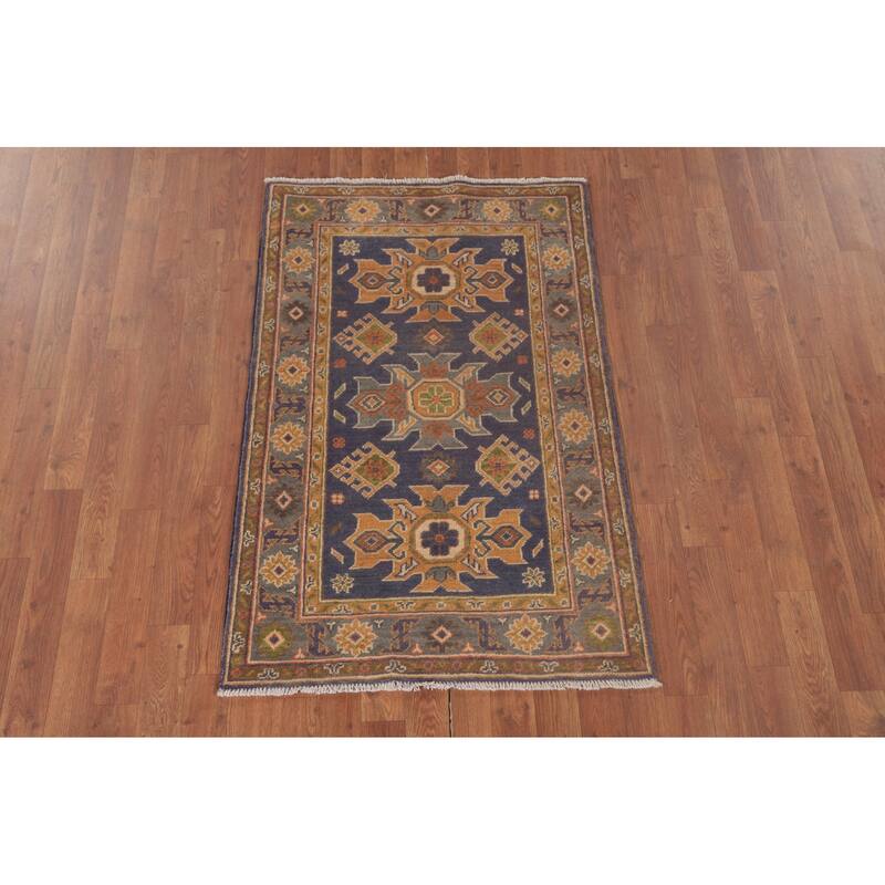 Geometric Kazak Oriental Foyer Rug Handmade Wool Carpet - 2'9" x 4'2"