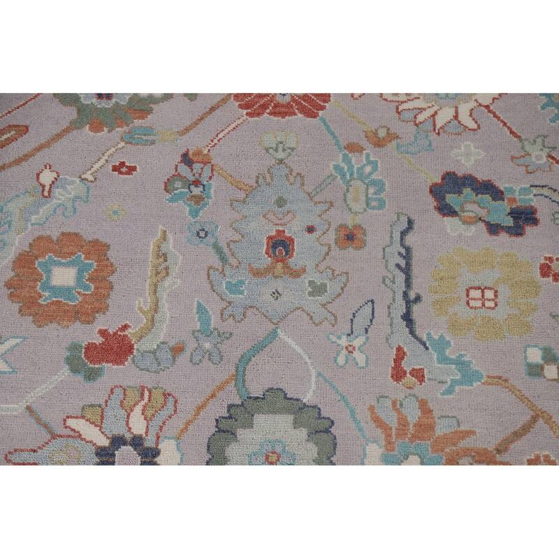 All-Over Floral Oushak Living Room Area Rug Handmade Wool Carpet - 7'10"x 9'8"