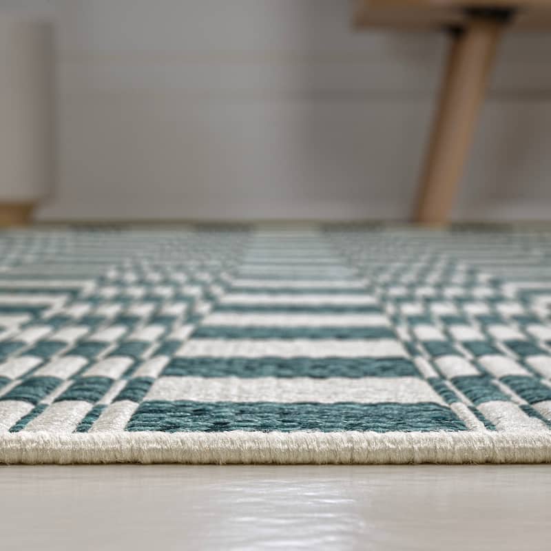 JONATHAN Y Maribel Traditional Cottage Checkerboard Green/Cream Indoor/Outdoor Area Rug
