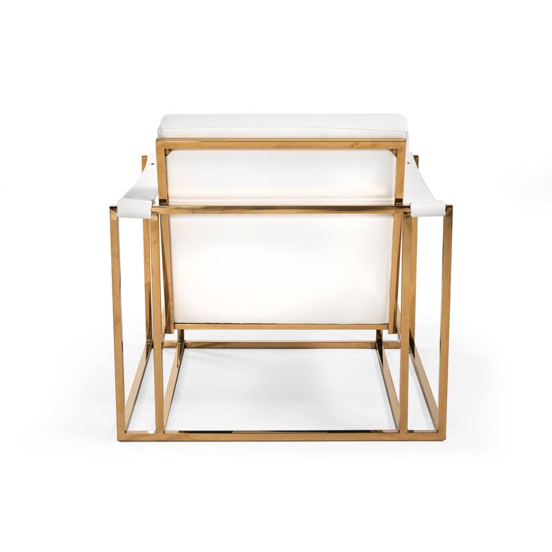 Modrest Larson Modern White Leatherette & Gold Accent Chair