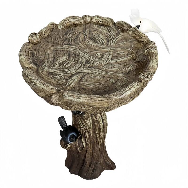 SunJet 23" Tall Tree Trunk Concrete Bird Bath - 23'' H X 17.7'' W X 17.7'' D