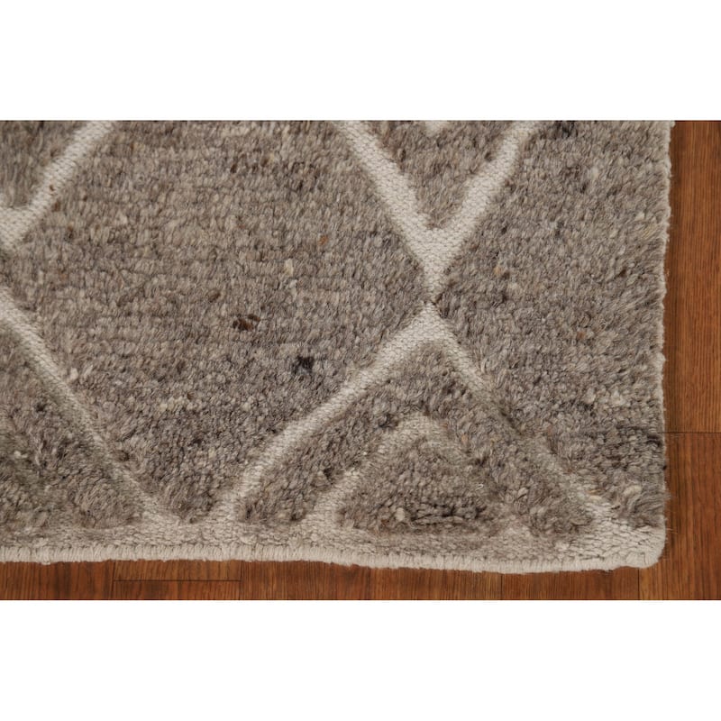 Brown Carved Moroccan Oriental Accent Rug Handmade Wool Carpet - 2'0"x 3'0"