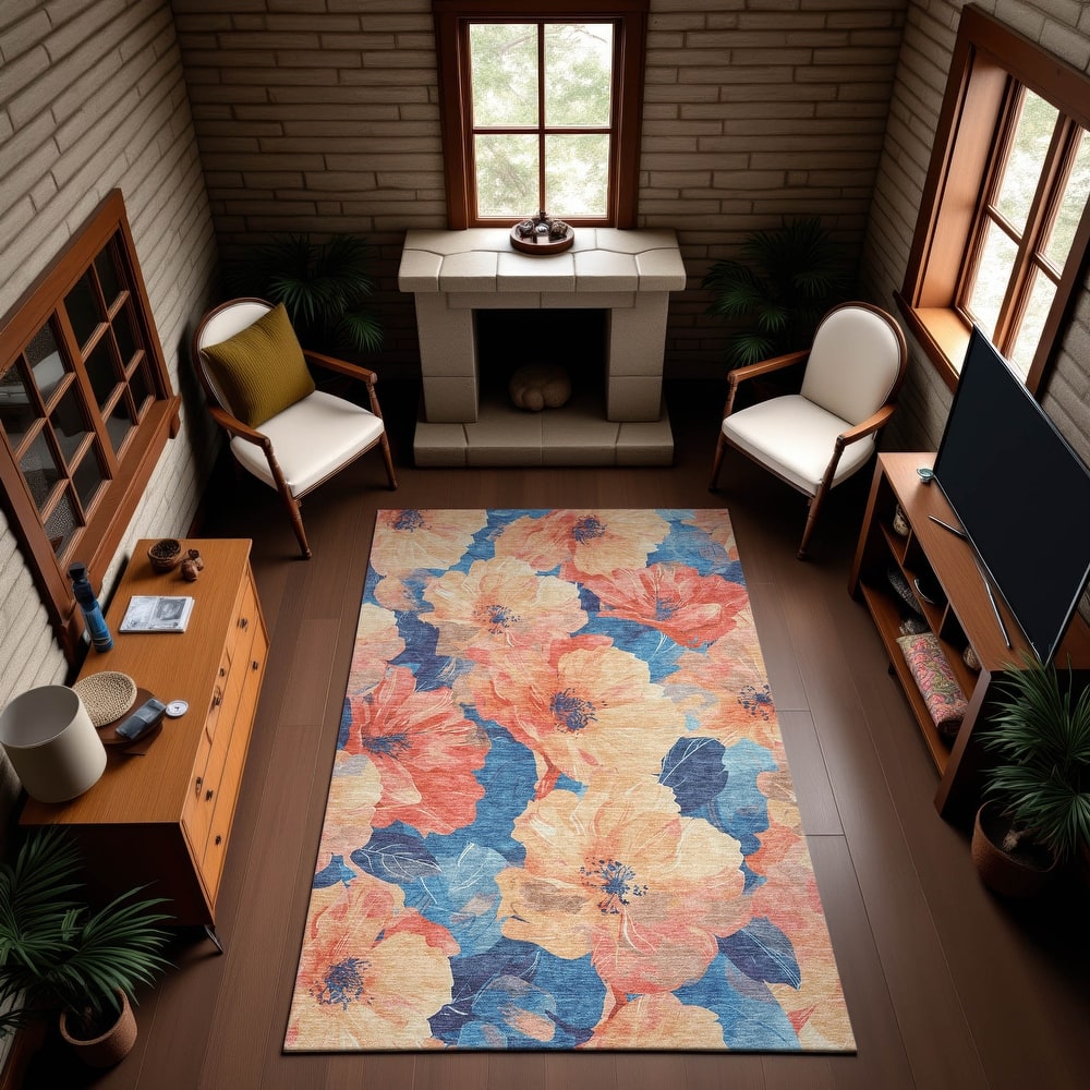 Premium Washable Super Soft Contemporary Floral Mayfield Rug