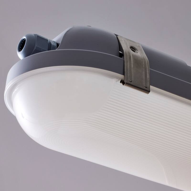 2Ft 20W Vapor Proof Fixture with Integ Microwave Sensor CCT Selectable IP65 and IK08 120V-347V - Gray