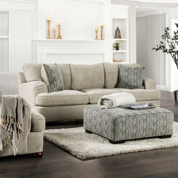 Furniture of America Sibbey Traditional Upholstered T Cushion Sofa