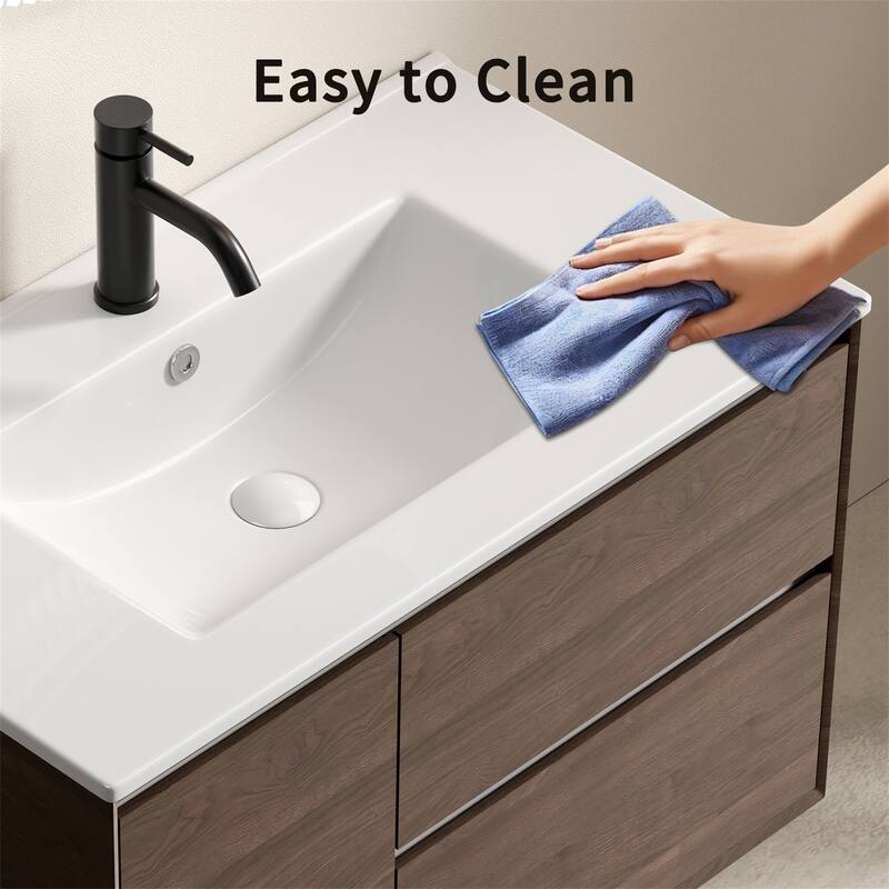 36" Bathroom Ceramic Bathroom Vanity Sink Top without Overflow