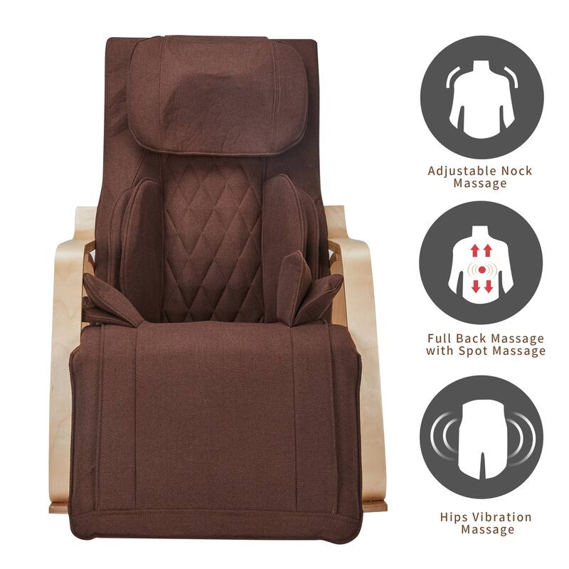 Full massage function-Air pressure-Comfortable Relax Rocking Chair, Lounge Chair Relax Chair with Cotton Fabric Cushion - Brown