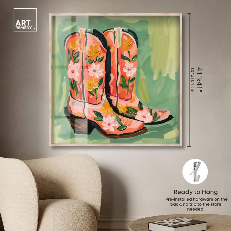 Wildflower Cowboy Boots Shadowbox by Art Remedy