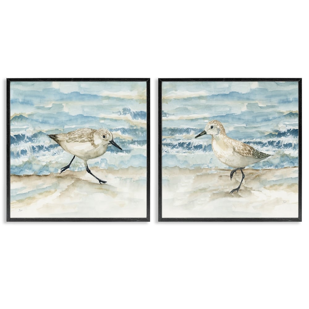 Stupell Sandpipers Treading Beach Shore Framed Giclee Art Design By Nan (Set of 2)