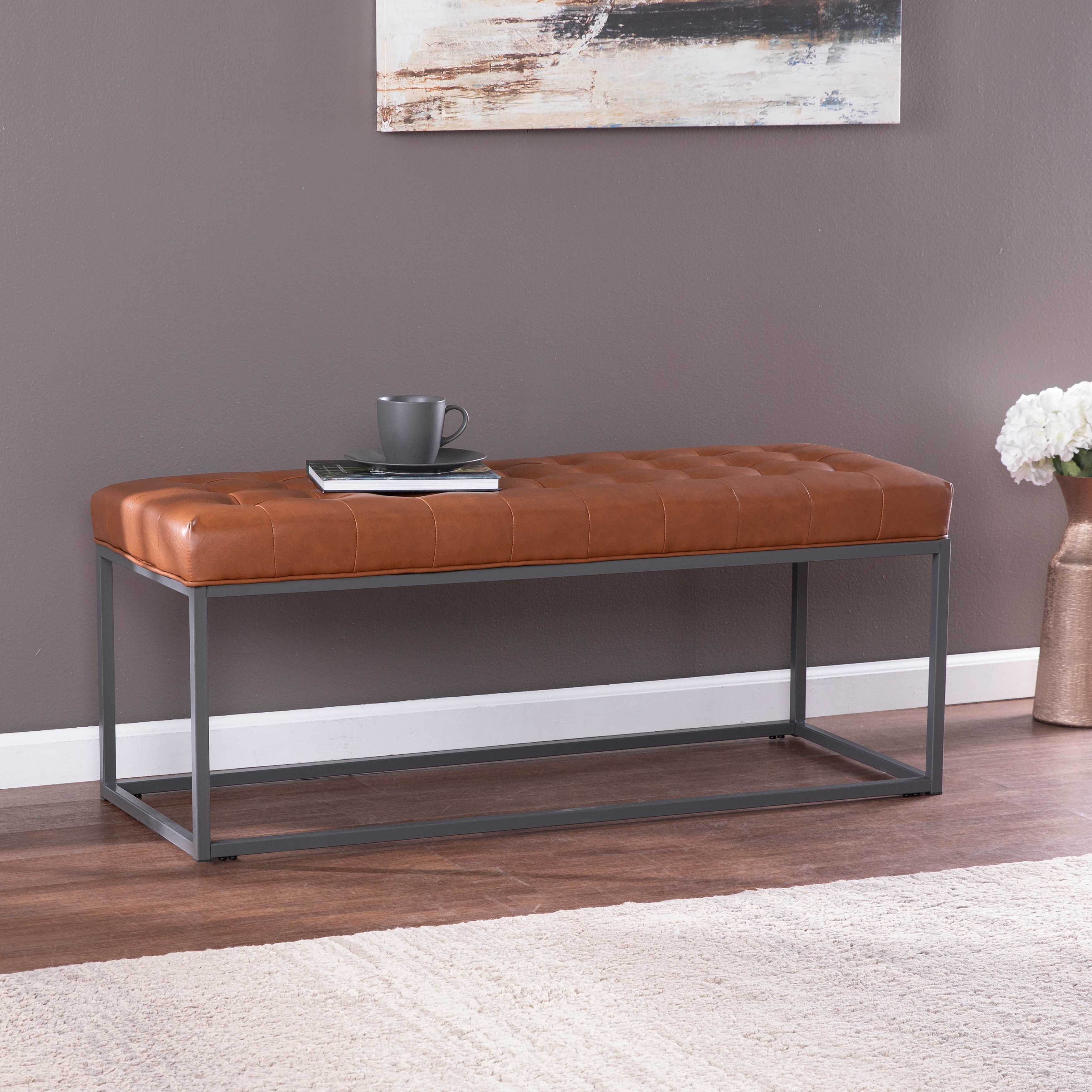Strick & bolton healy 2024 leather tufted ottoman