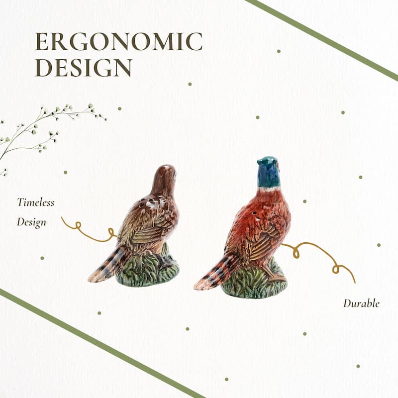 Spode Woodland Pheasant Salt and Pepper Set - 3.5 in