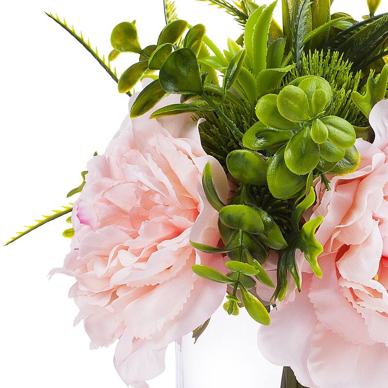Enova Home 3 Large Artificial Silk Peony Fake Flowers with Mixed ...