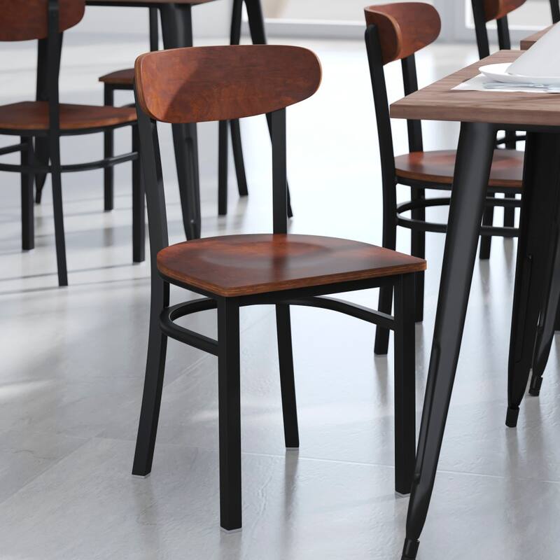 2PK Commercial Metal Dining Chairs with Boomerang Back