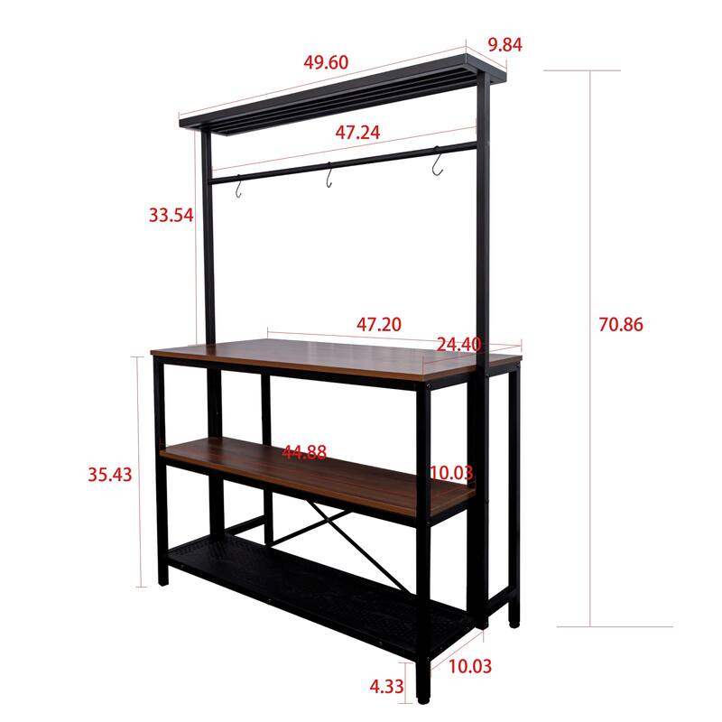 3 Tier Kitchen Island, Microwave Stand Oven Shelf with Storage