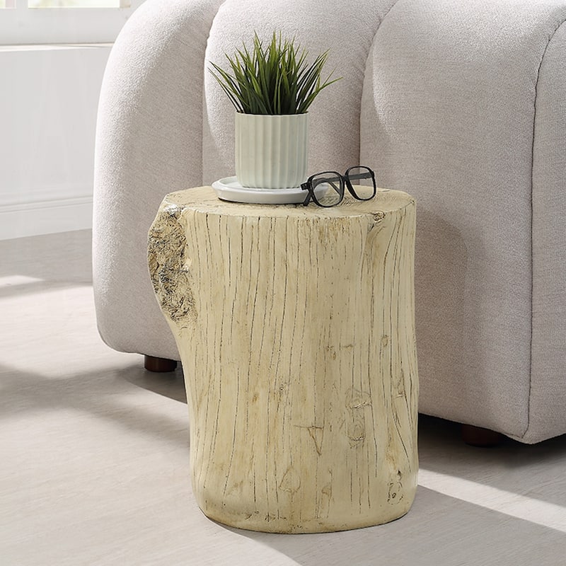 Environmental Friendly Cement Accent Table with Fixed Table Top in Natural Brown