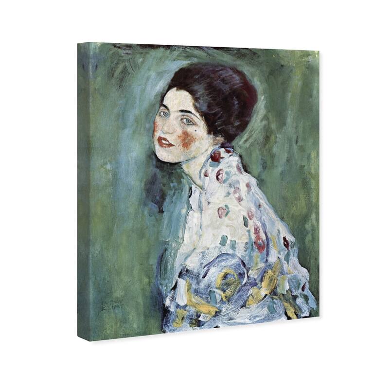 Wynwood Studio Canvas Fashion Gustav Klimt - Portrait of a Lady Green and Dark Green Modern & Contemporary Wall Art Canvas Print