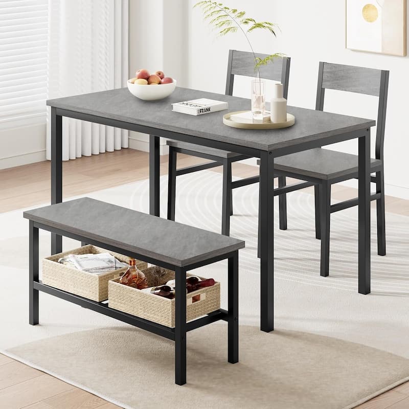Kitchen Dining Room Table Set with 2 Chairs and Bench for Home Bistro Restaurant Patio Garden