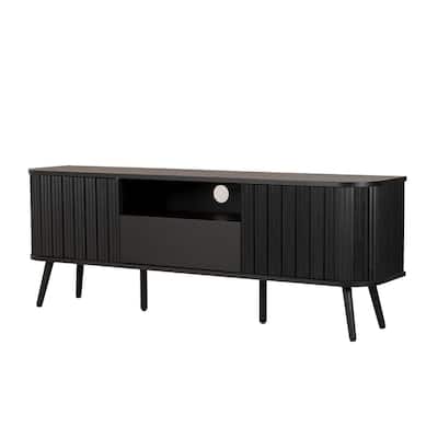 Finley 70 in. Farmhouse Curved TV Stand with Drawer and Storage Doors Fits TVs up to 75 in. with Cable Management, by JONATHAN Y