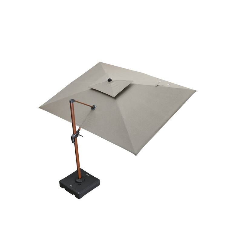 PURPLE LEAF 09x12/10x13 ft Rectangular Sunbrella Patio Cantilever Umbrella with Base - Taupe/09x12ft/Wood