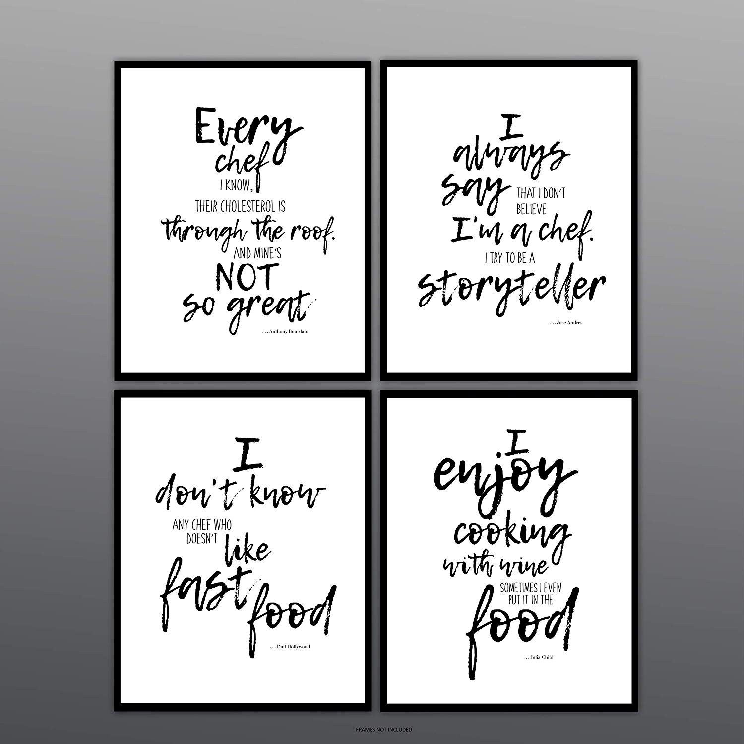 Shop Set Of 4 Unframed Prints Of Famous Chef Kitchen Quotes