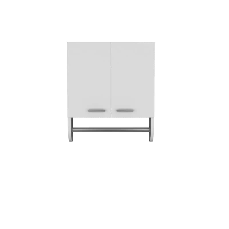 Medicine Cabinet with Two Interior Shelves and Integrated Towel Holder for Bathroom, Kitchen, or Mudroom