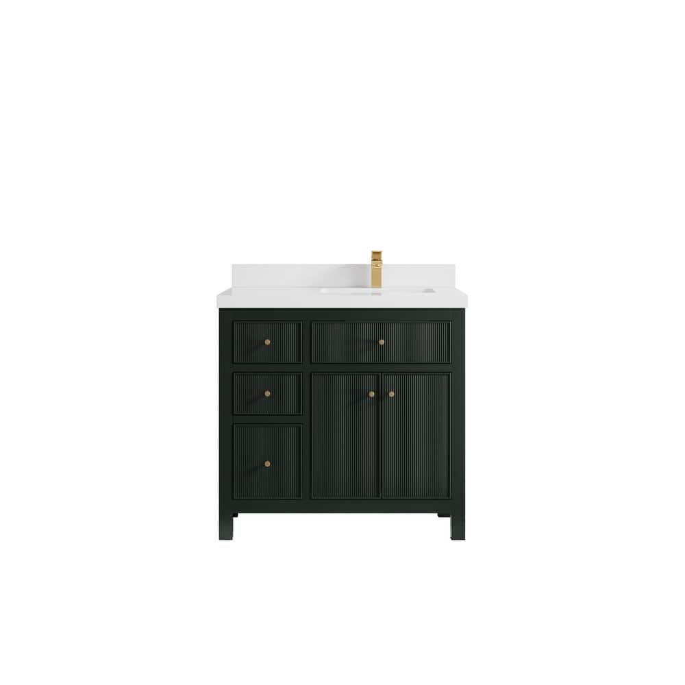 Willow Collections 36 in W x 22 in D Sonoma Right Offset Free Standing Reeded Bathroom Vanity with Countertop