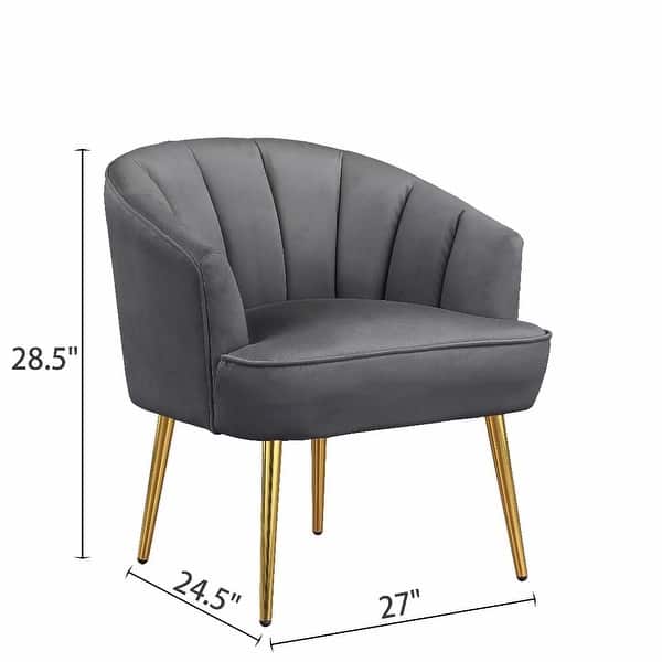 dimension image slide 2 of 4, Morden Fort Glam Velvet Barrel Carter Chair with Golden Legs